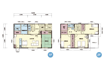 EW-5｜4LDK｜(東西玄関)全部屋に収納を備えた、収納充実のプラン